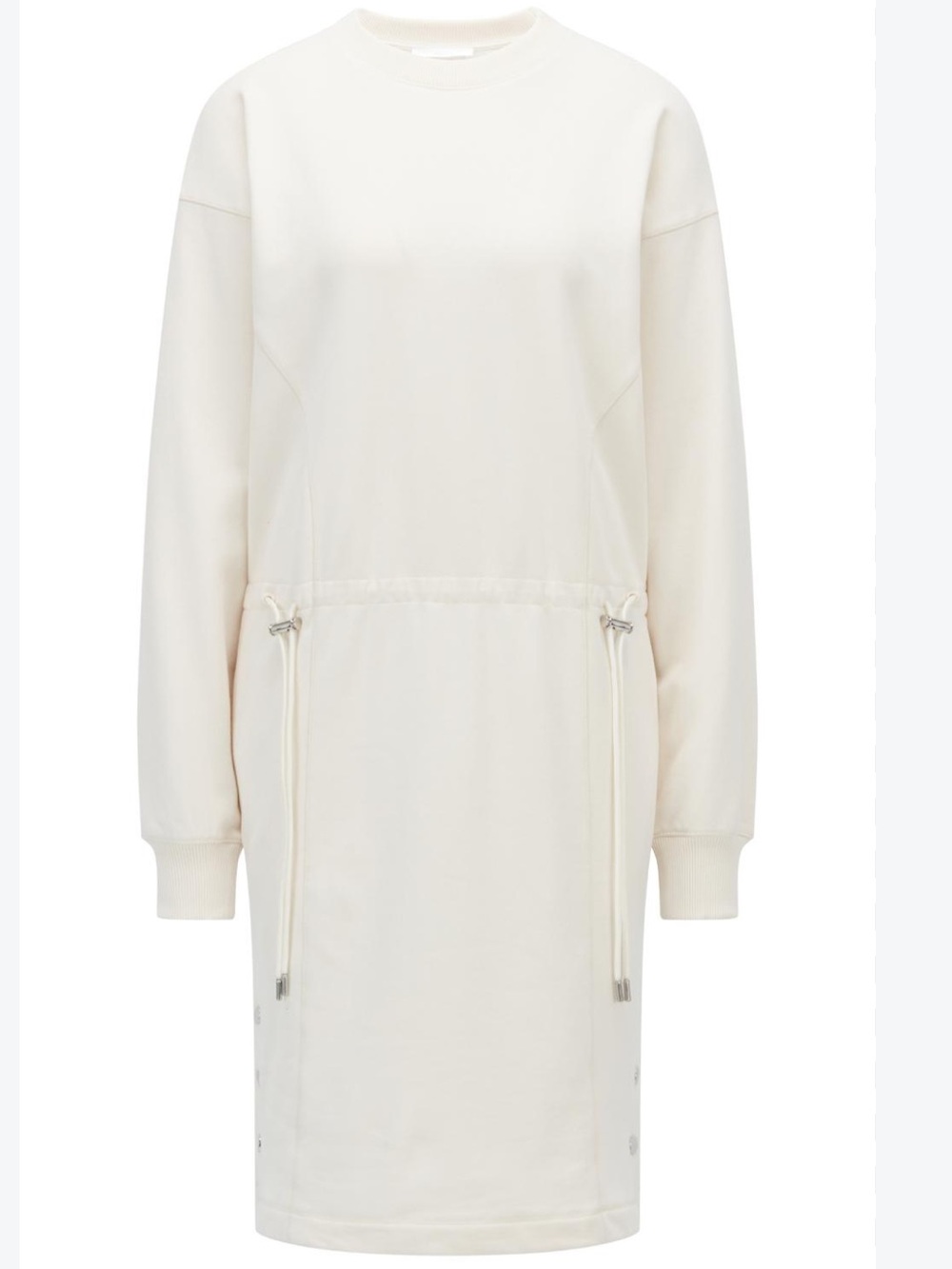 Boss Long-Sleeve Drawstring Sweatshirt Dress in Ivory